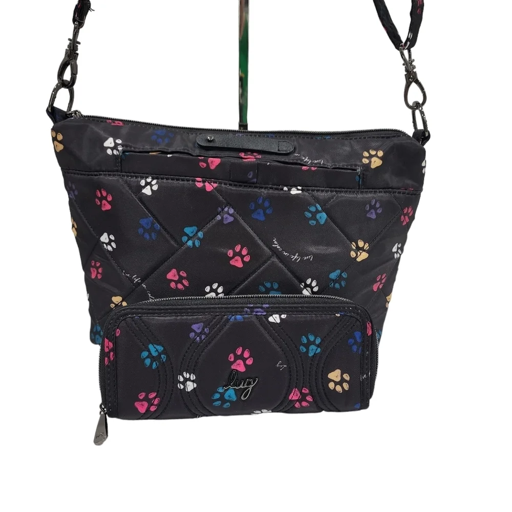 LUG FLARE QUILTED CROSSBODY WITH MATCHING TENDU ZIP AROUND WALLET PAW/BLACK
